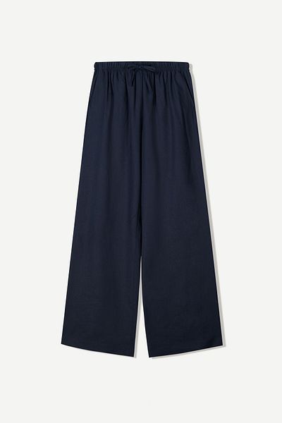 Bershka Linen blend trousers with an elasticated waistband