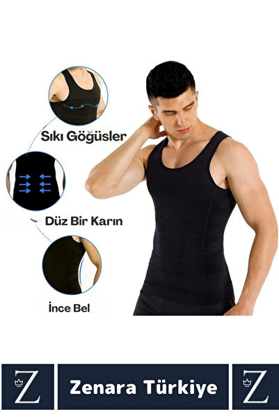 Zenara Gynecomastia Erect Posture Belly Chest Tightening Tightening Ultra Elastic Men's Singlet Corset 2Pcs