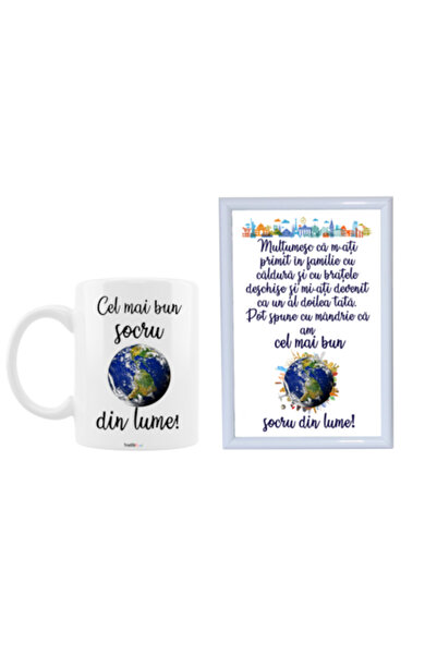 OEM Personalized gift set for father-in-law: Ceramic mug 'Best Father-in-law' and photo frame 10x15 cm w
