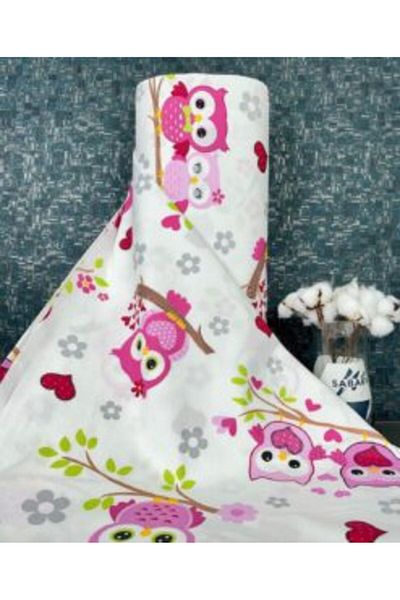 Sabaev Textile material, 100% natural cotton, width 240 cm, Owls pattern