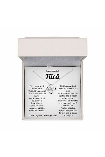 The Jewel Heart Colier Cadou Argint 925 Rodiat Cu Mesaj De Dragoste Pentru Fiică, Cutie LED Premium
