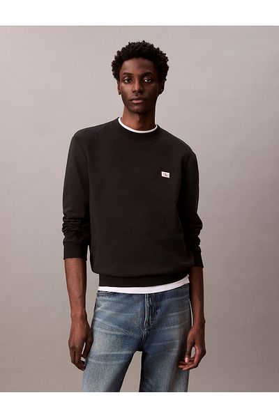 Calvin Klein Male Black Cotton Terry Badge Sweatshirt