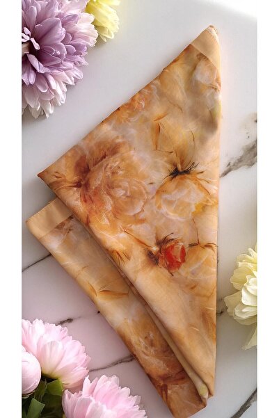 Lavena scarfs Bahar Serisi Çiçekli Desen Pamuklu Dijital Soft Şal - Sarı