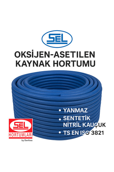 sel hortum Jupiter 20 Metre Mavi Kaynak Hortumu 8mm (5/16”) – Yanmaz, TS EN I...