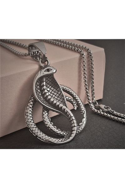 voyageaccessory Stainless Tarnish Steel Cobra Snake Necklace / 60 cm Chain