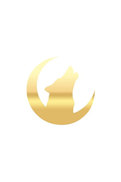 Reysa Tasarım ملصق سيارة هلال وذئب أبيض مقاس 17x17 سم ذهبي