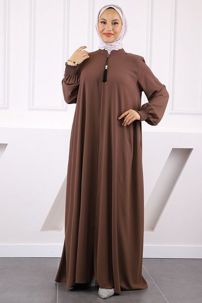 İmajButik Σκούρο βιζόν μανίκι ελαστικό φερμουάρ