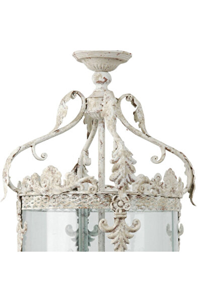 Clayre & Eef Πολυέλαιος αντίκα μπεζ από σίδερο και γυαλί 32x132 εκ.