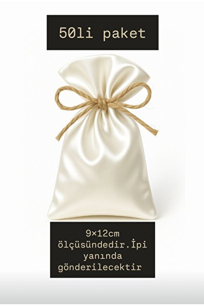 ALASEREN 50li 9×12cm Saten Bez Kese Düğün,nikah,kina Gecesi Vs. Sabun,lavanta...