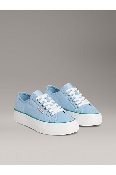 Calvin Klein Women Cool Blue & Wild Green Vulc Flatform Ctn Low Top Sneakers