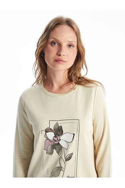 LC Waikiki Lcwaikiki Basic Crew Neck Printed Women's Sweatshirt Tunik