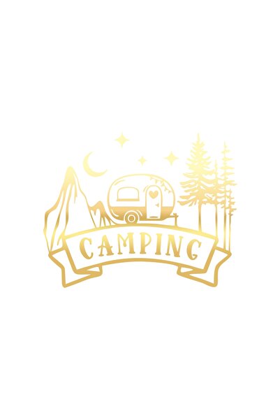 Reysa Tasarım ملصق سيارة للتخييم مقاس 17x17 سم ذهبي