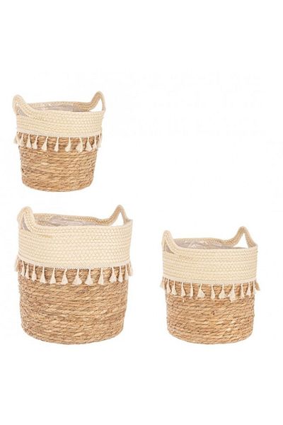 Bizzotto Set 3 baskets natural seagrass Bridget 24x25 cm, 30x31 cm, 32x35 cm