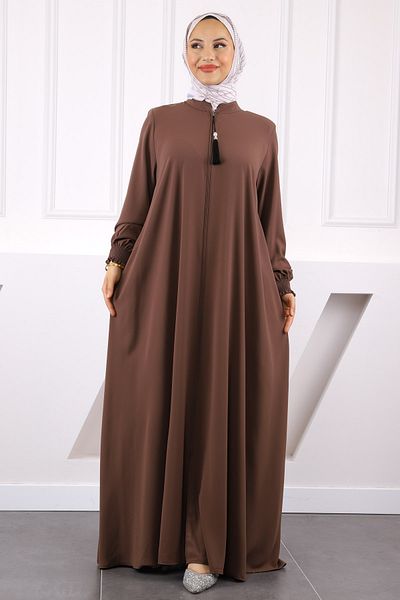 İmajButik Σκούρο βιζόν μανίκι ελαστικό φερμουάρ