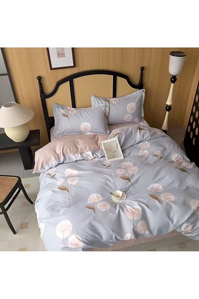 CHIRASO CHIRASO Finet 1 Person Bedding Set, 4 Pieces, Dandelion Print, Dusty Blue