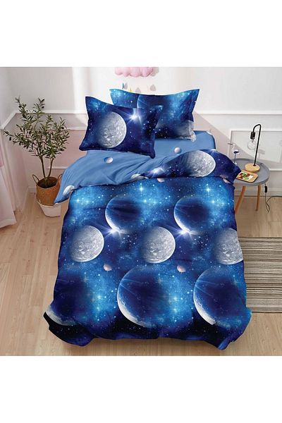 CHIRASO CHIRASO Finet 4-Piece Children's Bedding Set, 155x220 cm, Moon Print, blue
