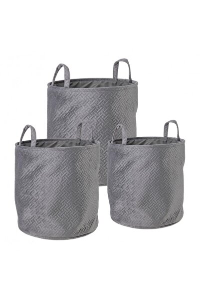 Bizzotto Set 3 storage baskets textile gray Averill 30x30 cm, 34x34 cm, 38x38 cm