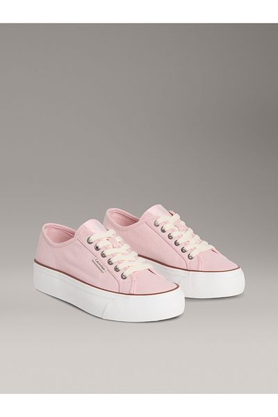 Calvin Klein Women Sweet Pink & Cappuccino Vulc Flatform Ctn Low Top Sneakers