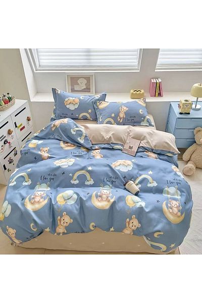 CHIRASO CHIRASO Finet 4-Piece Children's Bedding Set, 155x220 cm, Bears Print, blue