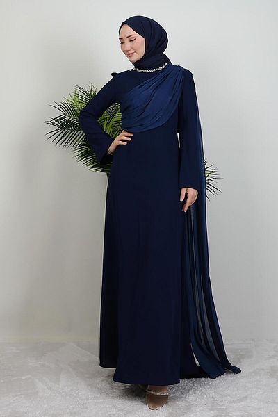 GİYZAMİLA Βραδινό φόρεμα Ayliz Hijab Navy Blue