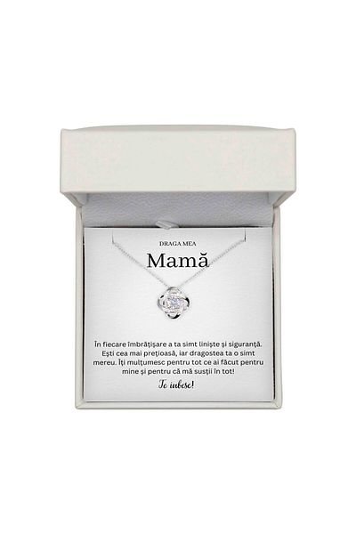 The Jewel Heart Cadou Pentru Fiică – Colier Din Argint 925 Rodiat, Mesaj De Suflet, Cutie LED Inclusă