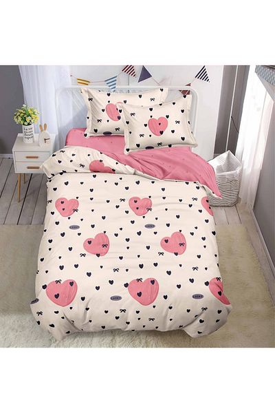 CHIRASO CHIRASO Finet 4-Piece Children's Bedding Set, 155x220 cm, Heart Print, dusty pink