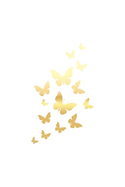 Reysa Tasarım ملصق سيارة الفراشات الطائرة مقاس 17 × 17 سم ذهبي