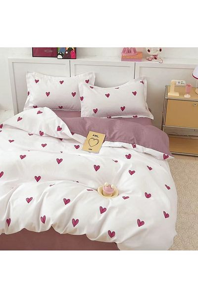 CHIRASO CHIRASO Finet 4-Piece Children's Bedding Set, 155x220 cm, Heart Print, dusty purple