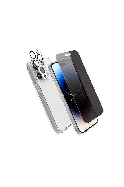 OEM Husa 360° compatibila cu iPhone 14 PRO (fata+spate+sticla camera) silicon, Transparent
