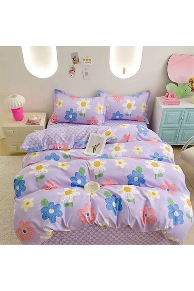 CHIRASO CHIRASO Finet 4-Piece Children's Bedding Set, 155x220 cm, Flower Print, pale purple