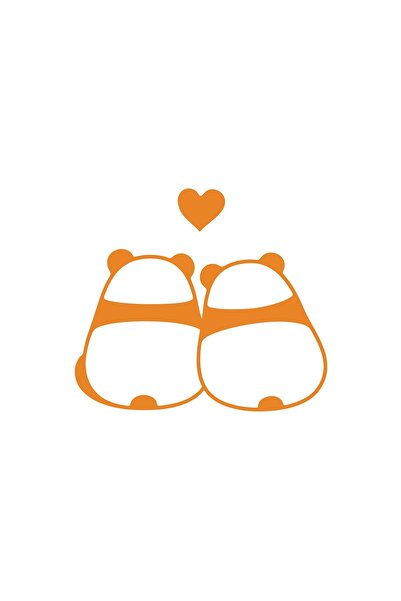 Reysa Tasarım ملصق سيارة باندا زوجين مقاس 17x17 سم برتقالي