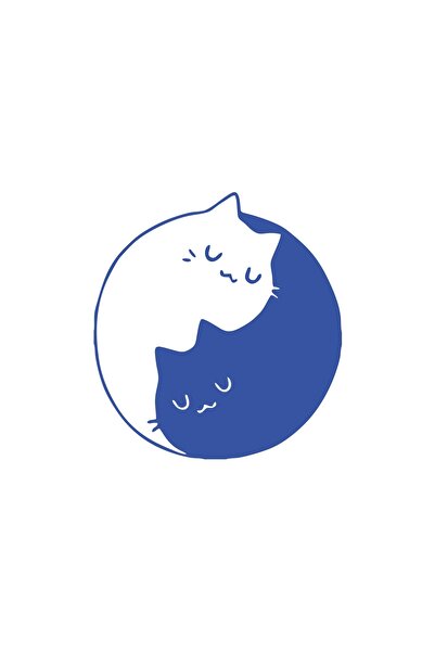 Reysa Tasarım ملصق سيارة قطط يينج يانج مقاس 17 × 17 سم باللون الأزرق