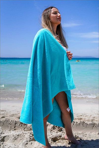 Monalisa Home 100% Cotton Blue Beach Towel Turning into Beach Bag