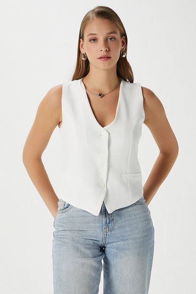 Ritnice Women's Milena Lined White Vest