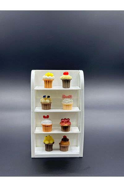 LavinTheMavi Doll House, Miniature Toy Muffin Cake and Rack - 9 Pieces
