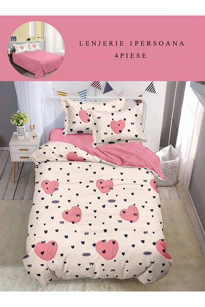 CHIRASO CHIRASO Finet 4-Piece Children's Bedding Set, 155x220 cm, Heart Print, dusty pink
