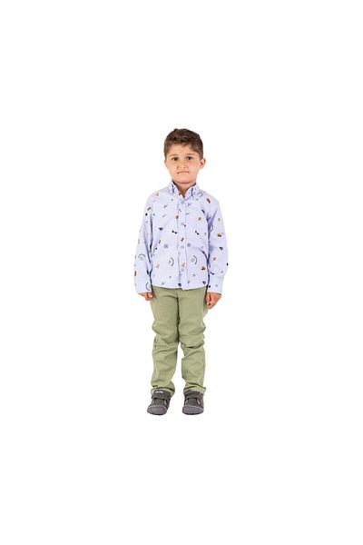 Montella Boys Casual Suit, Montella - Blue Shirt, 2 Pieces, MG-3034 - 140 cm