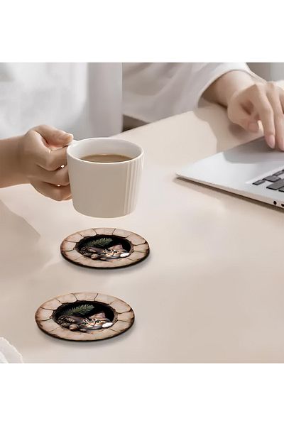 kutuTR 6-Piece Wooden Coasters Brd-007