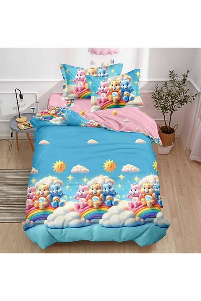 CHIRASO CHIRASO Finet 4-Piece Children's Bedding Set, 155x220 cm, Bears Print, light pink