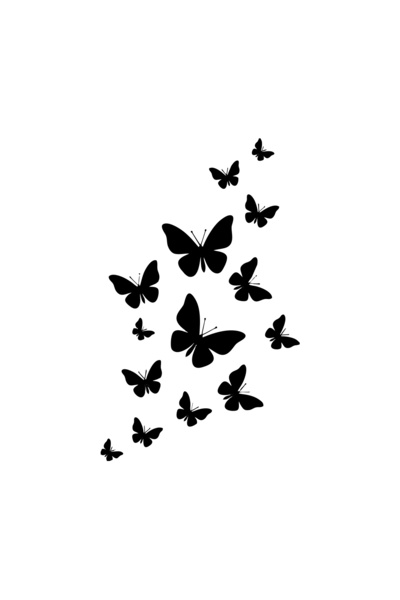 Reysa Tasarım ملصق سيارة الفراشات الطائرة مقاس 17 × 17 سم باللون الأسود