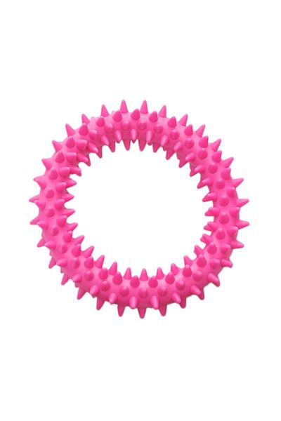 Ropet Jucarie dentara pentru caine, inel cauciuc dintat, 10cm, Roz, Ropet