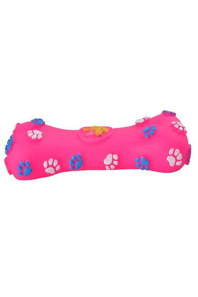Ropet Jucarie pentru caini in forma de os cu sunet, tipatoare, 16cm, Roz, Ropet