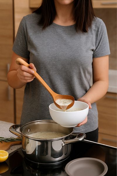 Ülgenev 1 Piece 28 cm Varnished Natural Bamboo Hooked Ladle – Hangable, Ergonomic, Non-Slip Wooden Ladle