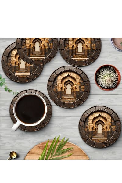 kutuTR 6-Piece Wooden Coasters Brd-006