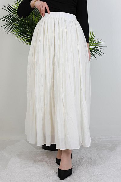 GİYZAMİLA Kraş Voile Skirt Off White