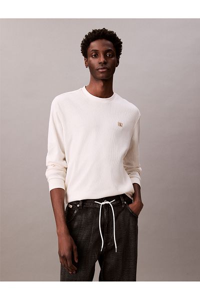 Calvin Klein Men Tofu Waffle Badge Long Sleeve T-Shirt