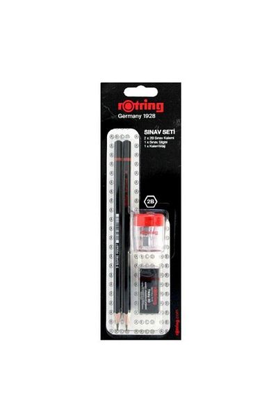 Rotring Rotring Exam Set (2B Pencil+Sharpener+Eraser) - Beige