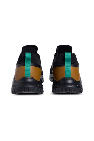 Calvin Klein Men Black & Grain Brown Eva Runner Tech Knit Low Top Sneakers