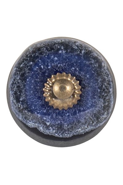 Clayre & Eef Set 4 butoni ceramici pentru mobilă, albastru, 4 cm