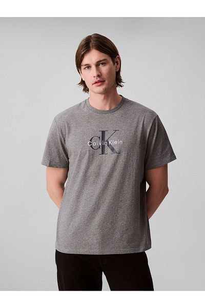 Calvin Klein Men Med Grey Htr Hero Monologo Short Sleeve T-Shirt